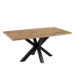STRAHL - Table Repas L.160cm Métal Noir et Bois Massif