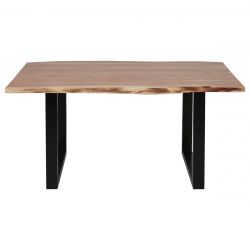 JAIPUR - Table Repas 160cm Acacia et Métal Noir Piètement U