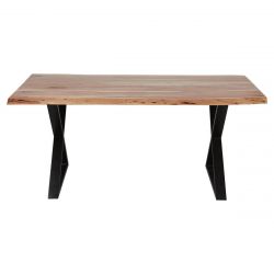 JAIPUR - Table Repas 180cm Acacia et Métal Noir Piètement X