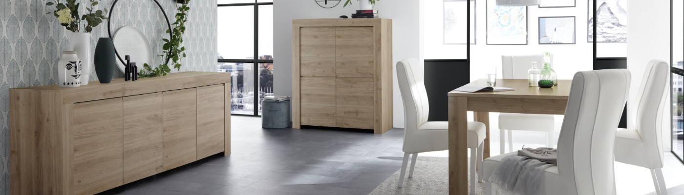 Salle à manger effet bois brillant Firmin Cadiz