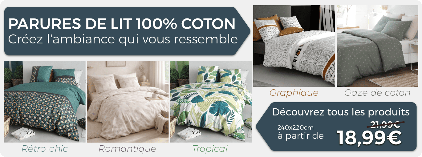 Parures de lit 100% coton
