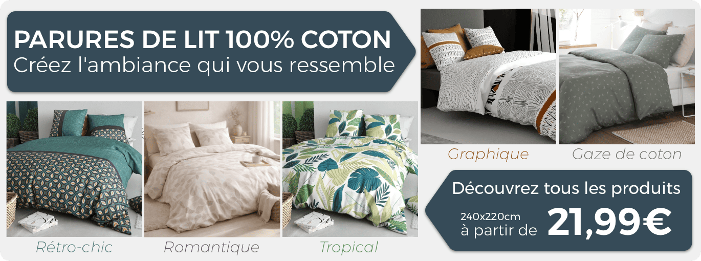 Parures de lit 100% coton